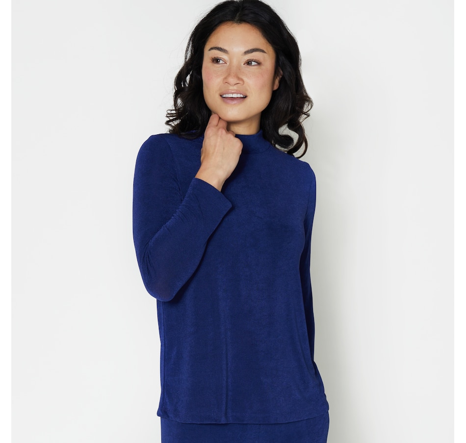 Image 260369_SAP.jpg, Product 260-369 / Price $34.33, Kim & Co. Poly Slinky Long Sleeve Mockneck Top from Kim & Co. on TSC.ca's Fashion department