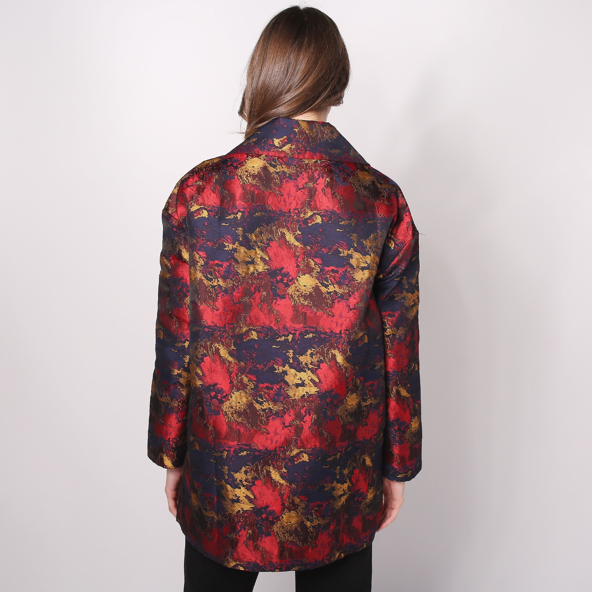 【louren】flower mole jacquard coat Wynne Style Floral Jacquard Peacoat - TSC.ca