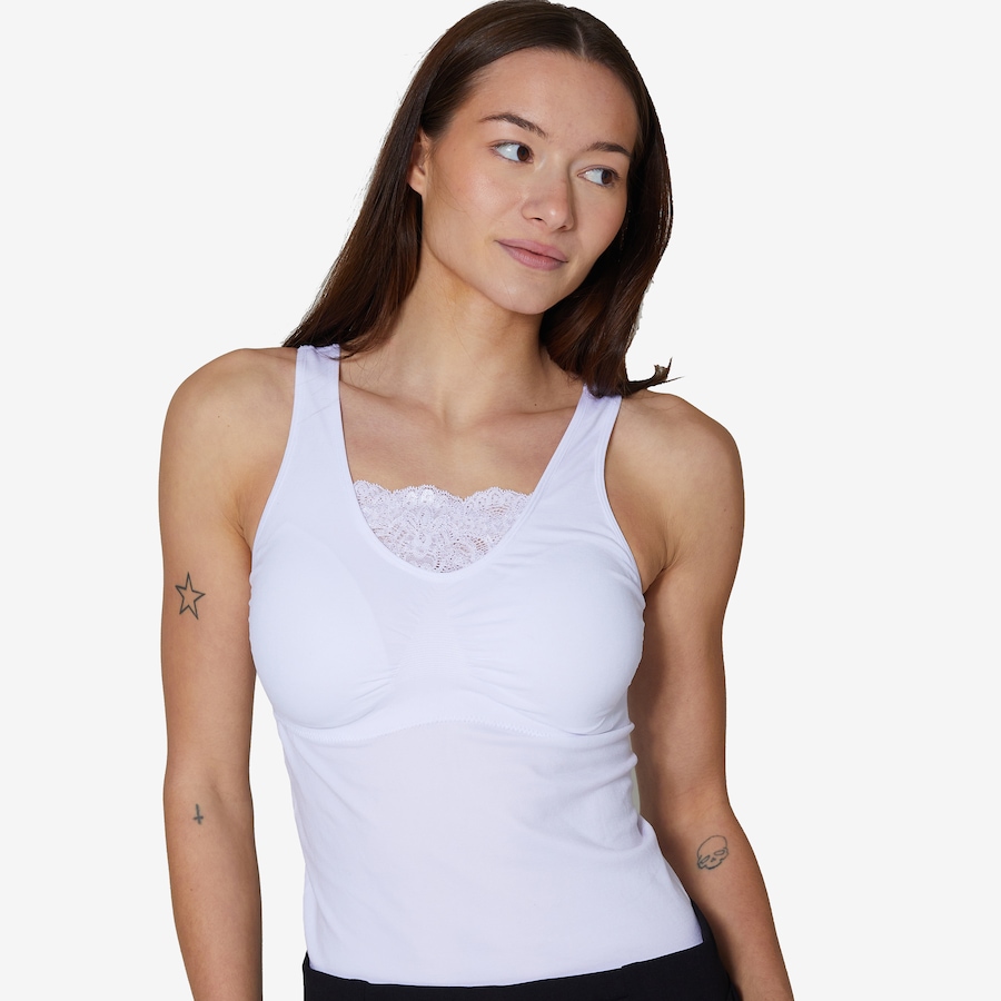 Image 267487_WHT.jpg, Product 267-487 / Price $23.33, Rhonda Shear Seamless Shaping Tank with Lace Detail from Rhonda Shear Shapewear on TSC.ca's Fashion department