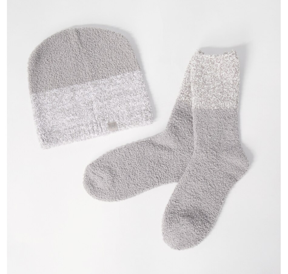 Barefoot Dreams CozyChic® Heathered Women's Socks-Stone/White