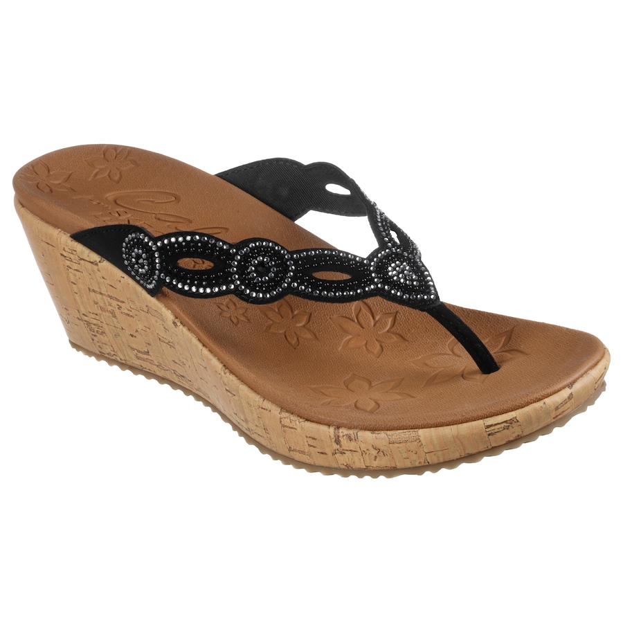 Image 288660_BLK.jpg, Product 288-660 / Price $73.00, Skechers Beverlee Happy Charmer Rhinestone Toe Post Wedge Sandal from Skechers on TSC.ca's Shoes department