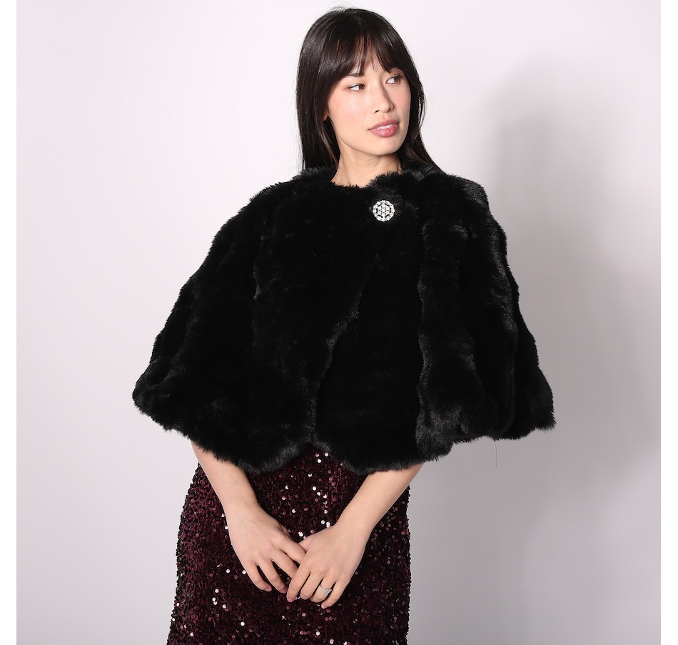 Image 288767_BLK.jpg, Product 288-767 / Price $24.33, Nina Leonard Faux Fur Capelet from Nina Leonard on TSC.ca's Fashion department