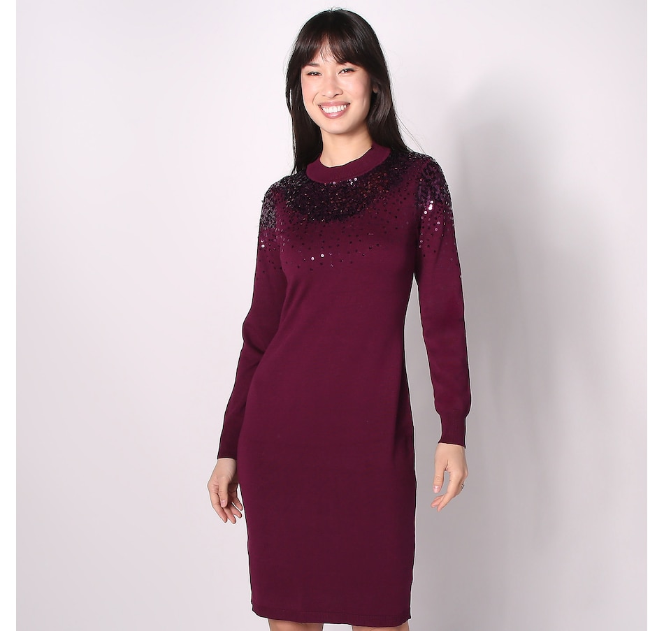 Image 288768_CRIBY.jpg, Product 288-768 / Price $29.33, Nina Leonard Mock Neck Knit Sweater Dress from Nina Leonard on TSC.ca's Fashion department