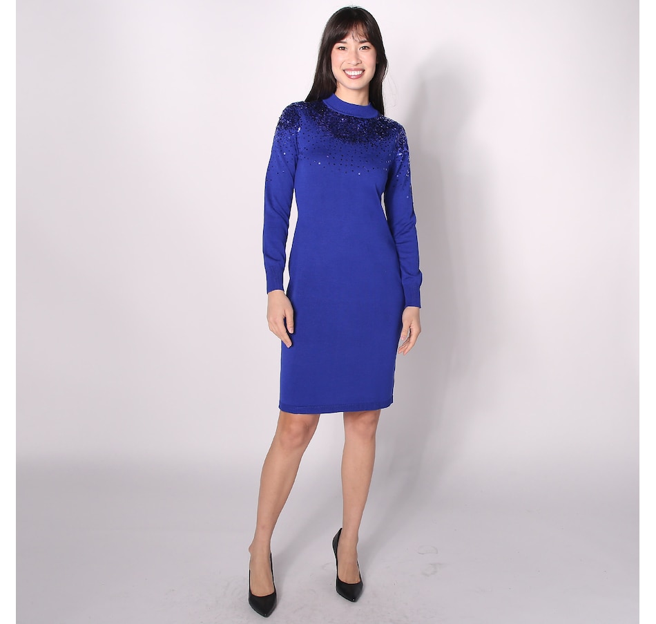 Image 288768_DEPSA.jpg, Product 288-768 / Price $29.33, Nina Leonard Mock Neck Knit Sweater Dress from Nina Leonard on TSC.ca's Fashion department