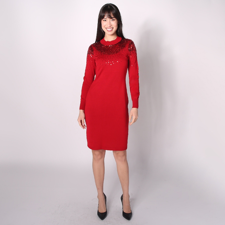 Image 288768_RED.jpg, Product 288-768 / Price $29.33, Nina Leonard Mock Neck Knit Sweater Dress from Nina Leonard on TSC.ca's Fashion department
