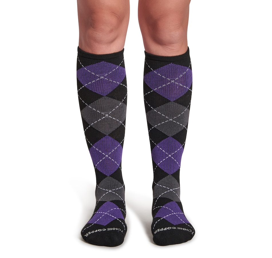 Buy Set of 4 Pairs Knee Length Copper Infused Compression Socks - Black  (L/XL) at ShopLC.