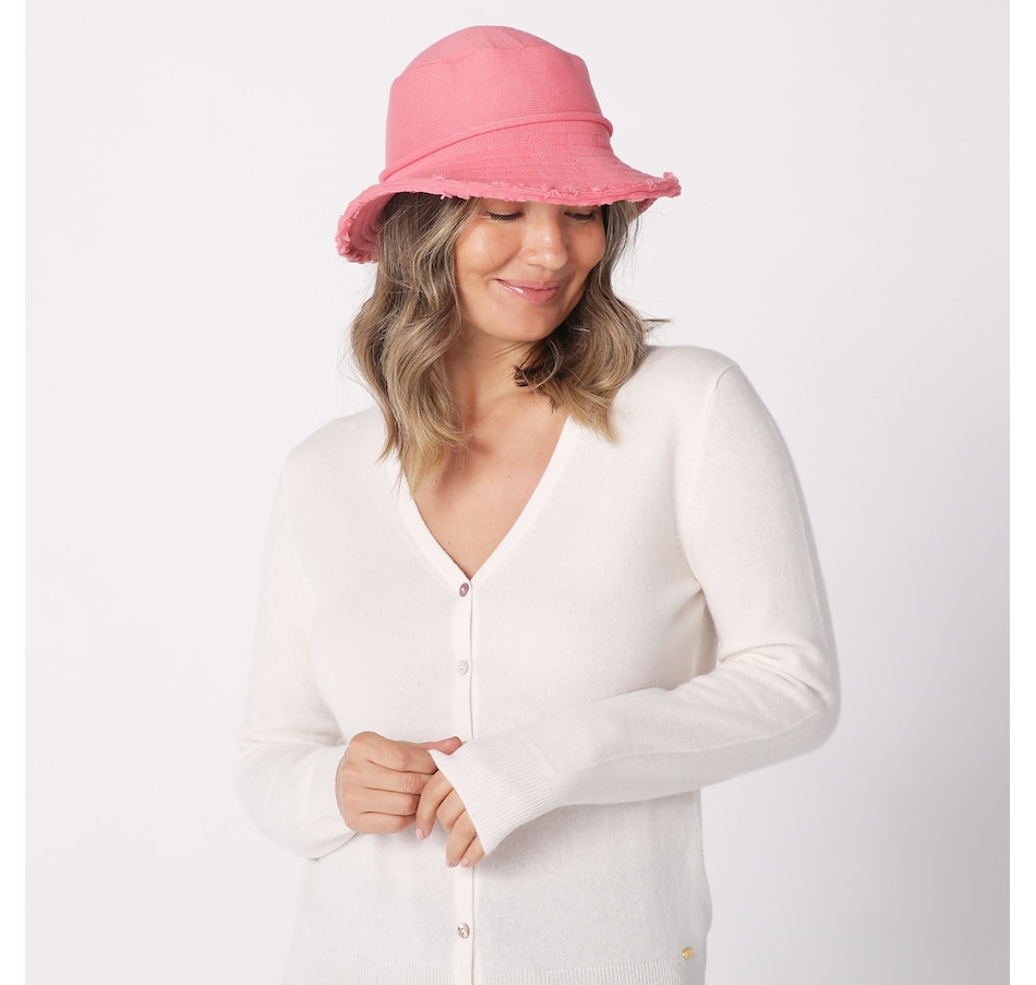 Pink Frayed Edge Bucket Hat, Accessories