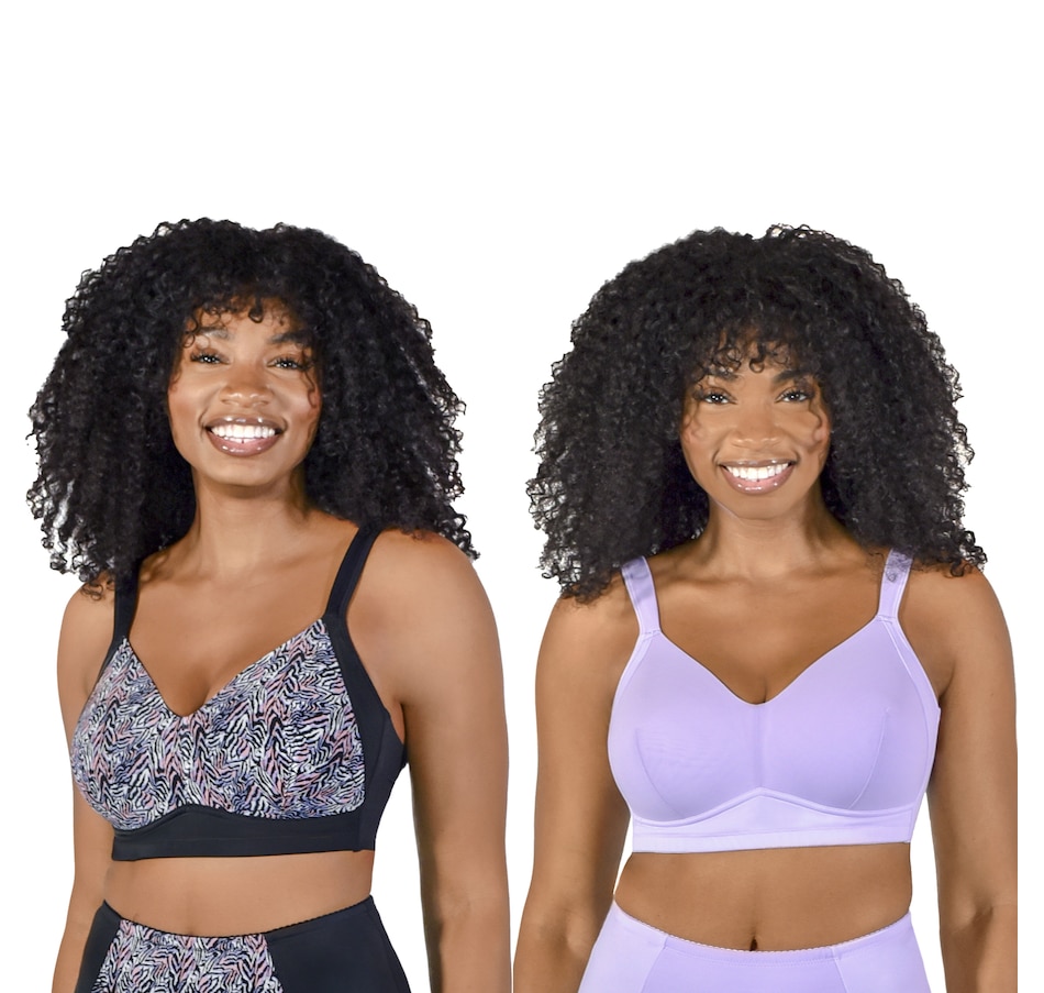 Rhonda Shear 2-pack Molded Cup Bra with Mesh Back Detail,732-406 PNKGRY,  Size 1X