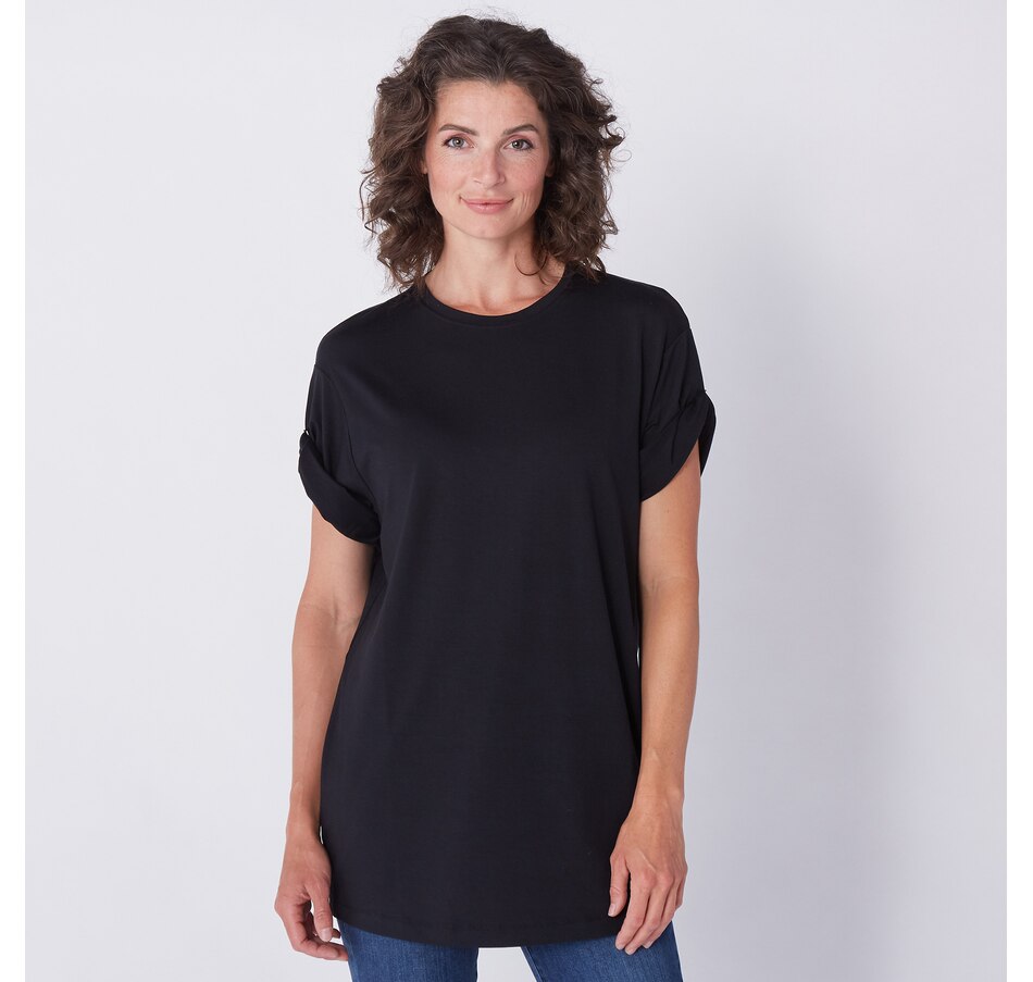 Image 290922_BLK.jpg, Product 290-922 / Price $19.33, Badgley Mischka Oversize T-Shirt With Roll Up Sleeves from Badgley Mischka on TSC.ca's Clothing & Shoes department
