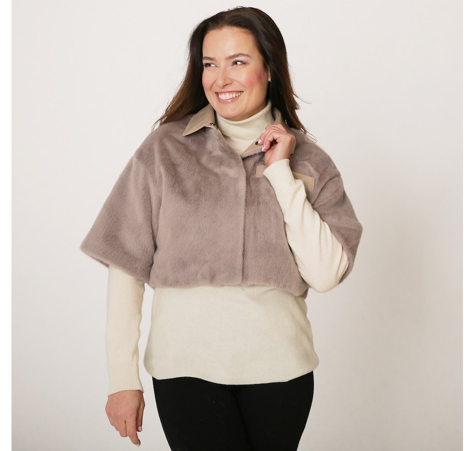 Image 295752_BRN.jpg, Product 295-752 / Price $44.33, Adrienne Landau Poncho with Faux Fur Trim from A By Adrienne Landau on TSC.ca's Fashion department