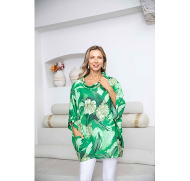 Orange Fashion Village Cowlneck Linen Top