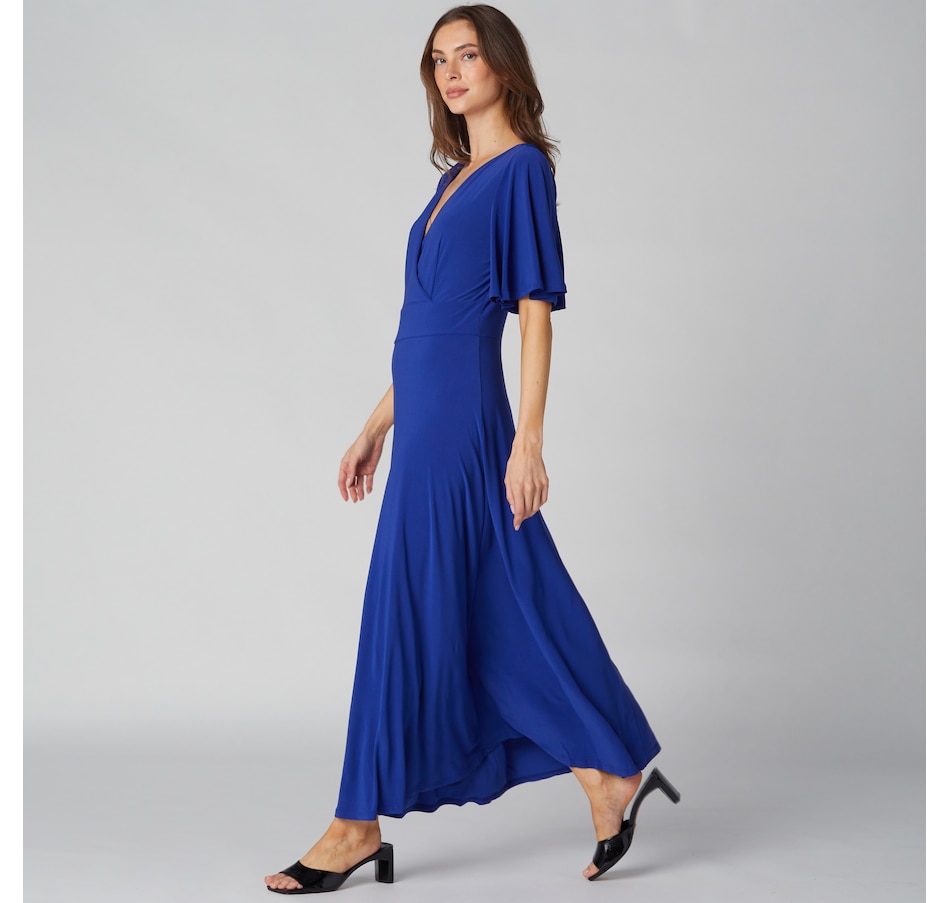 Red Coral Flutter Sleeve Maxi Dress - TSC.ca image.