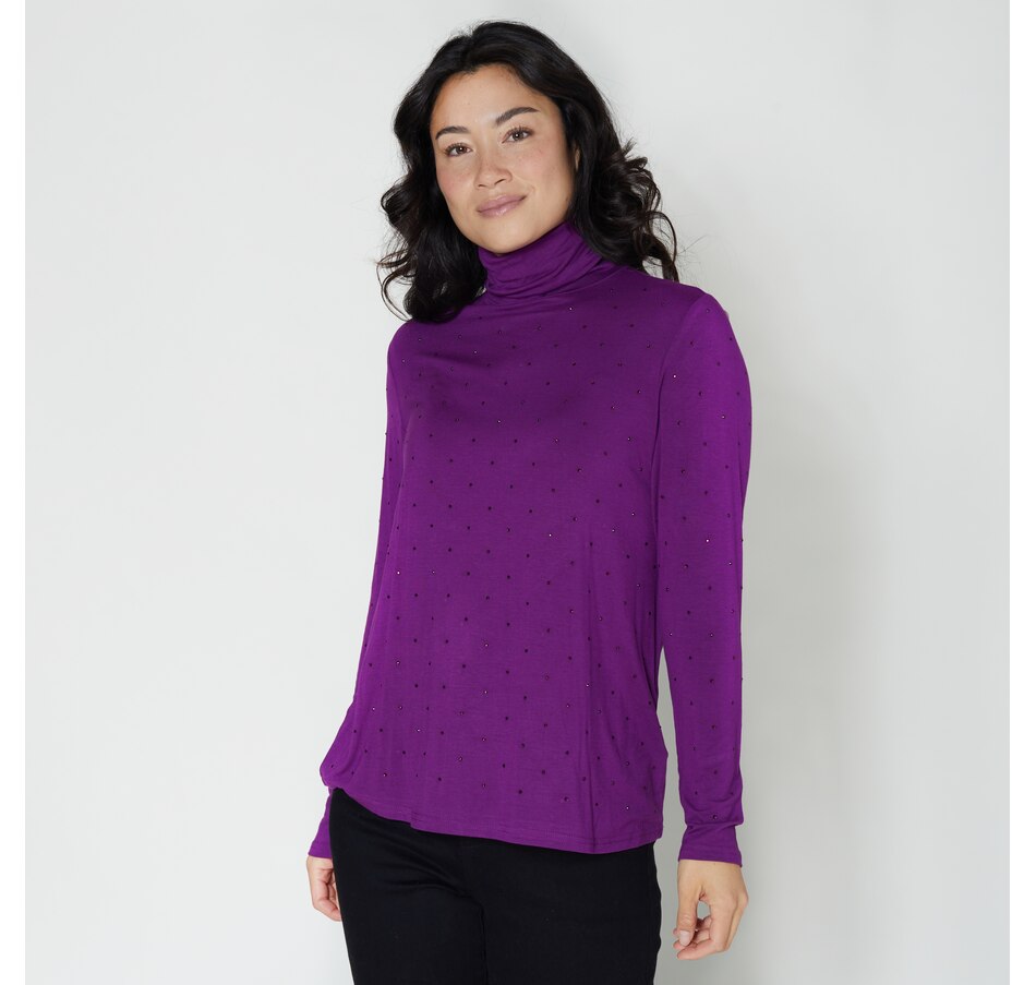 Image 341382_PLM.jpg, Product 341-382 / Price $24.33, Diane Gilman Rhinestone Embellished Turtleneck from DG2 by Diane Gilman on TSC.ca's Fashion department