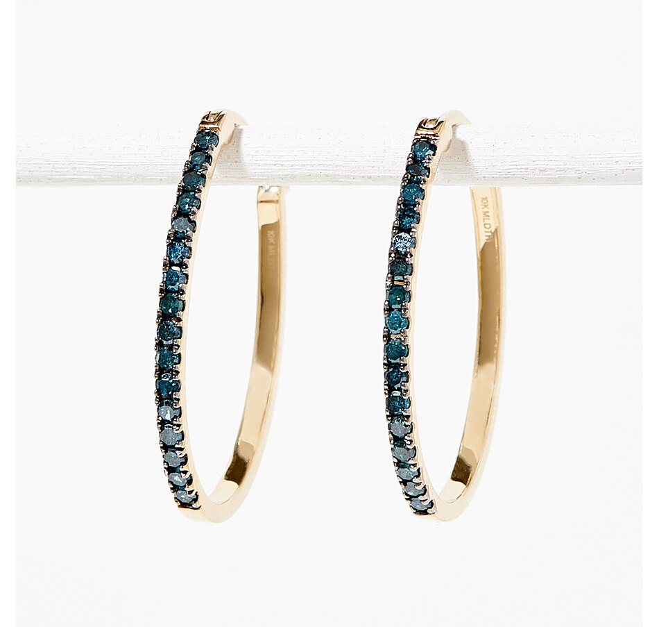 Image 348916.jpg, Product 348-916 / Price $419.33, 10K Yellow Gold Blue Diamond Hoop Earrings on TSC.ca's Jewellery department