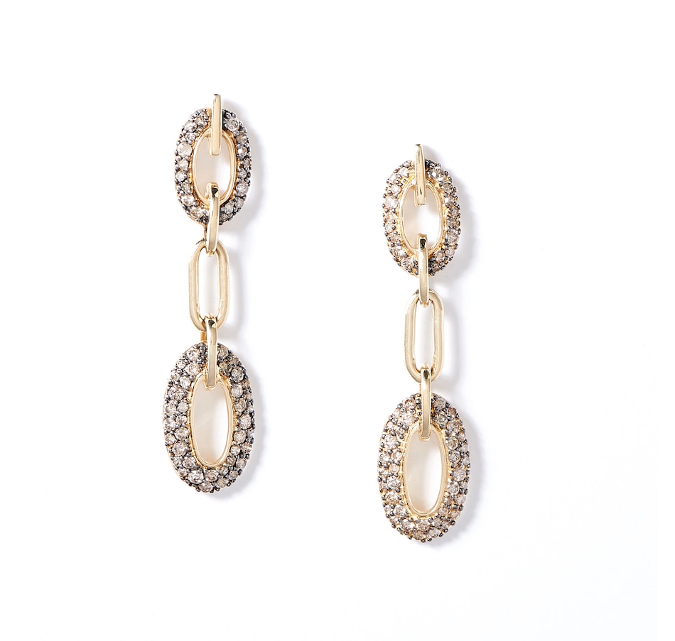 Image 348920.jpg, Product 348-920 / Price $779.33, 10K Yellow Gold Champagne Diamond Link Design Drop Earrings on TSC.ca's Jewellery department