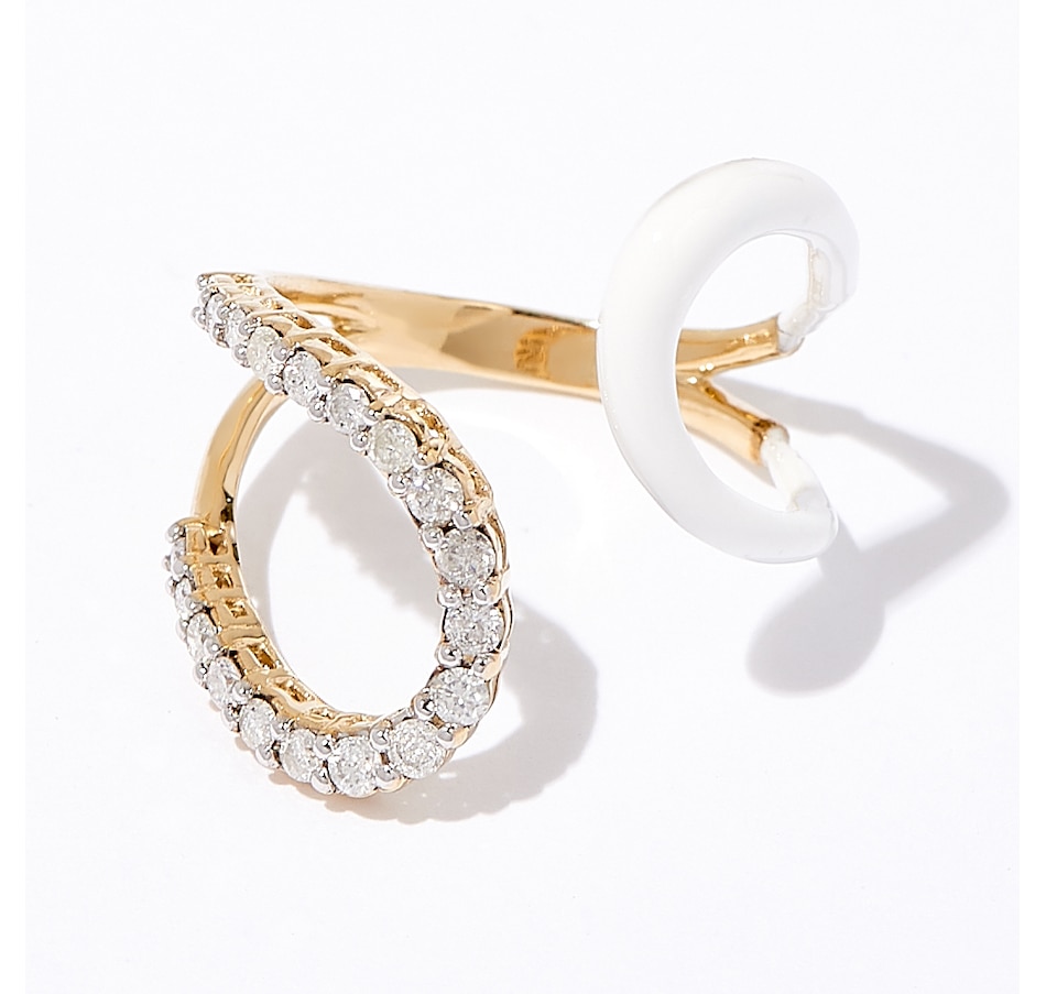 Image 348927.jpg, Product 348-927 / Price $419.33, 10K Yellow Gold White Diamond & White Enamel Ring from Best of Gems on TSC.ca's Jewellery department