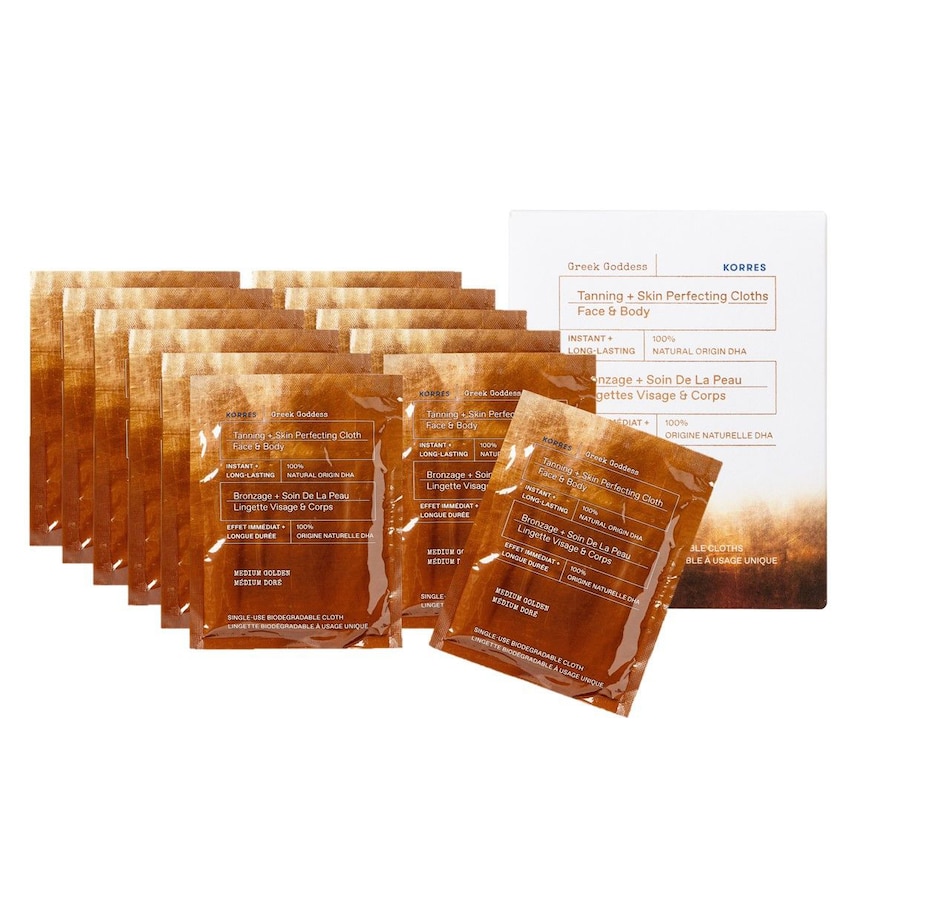 Image 349845_MDGLN.jpg, Product 349-845 / Price $38.00, KORRES Greek Goddess Tanning + Skin Perfecting Cloths Face & Body - 12 Single-Use Biodegradable Cloths from KORRES Natural Products on TSC.ca's Beauty department