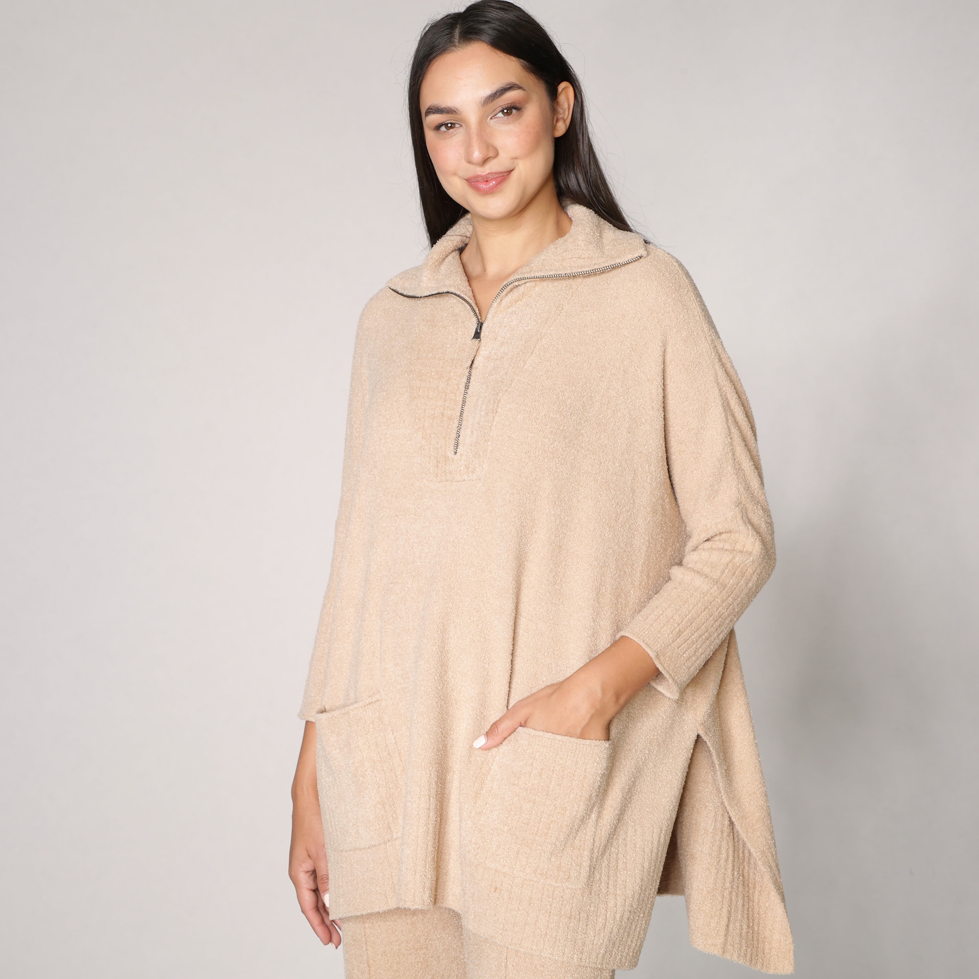 Zip up poncho on sale sweater