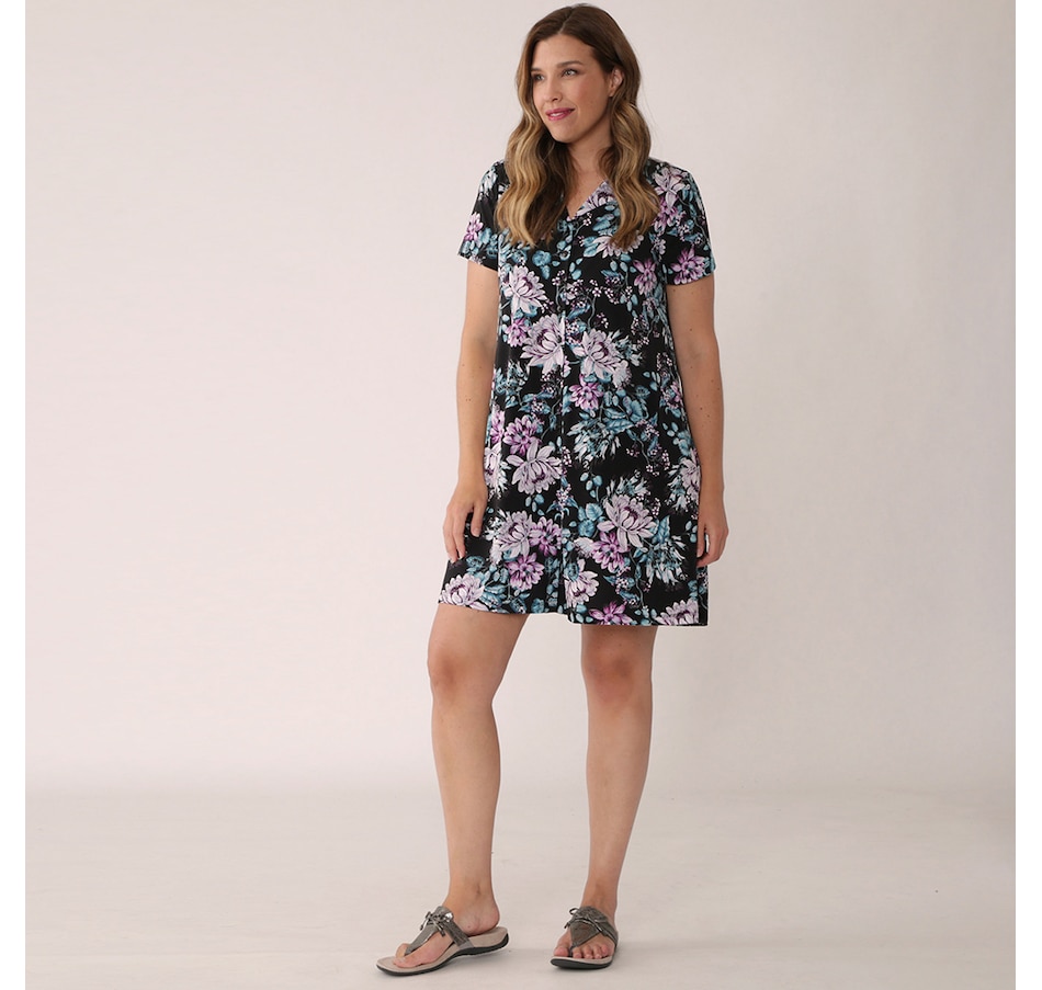 Image 349969_BCF.jpg , Product 349-969 / Price $59.88 , Kim & Co. Brazil Knit Short Sleeve Button Front Dress from Kim & Co. on TSC.ca's Clothing & Shoes department