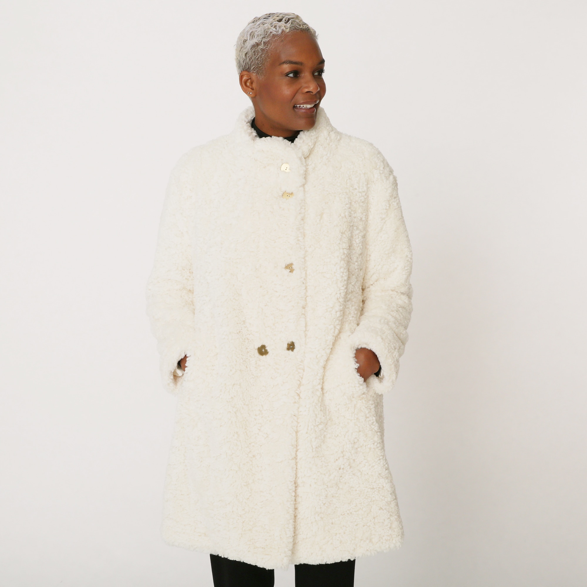 Faux sheep 2025 fur coat