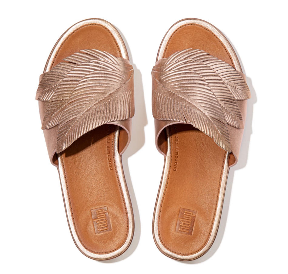 fitflop sola leather slides rose gold