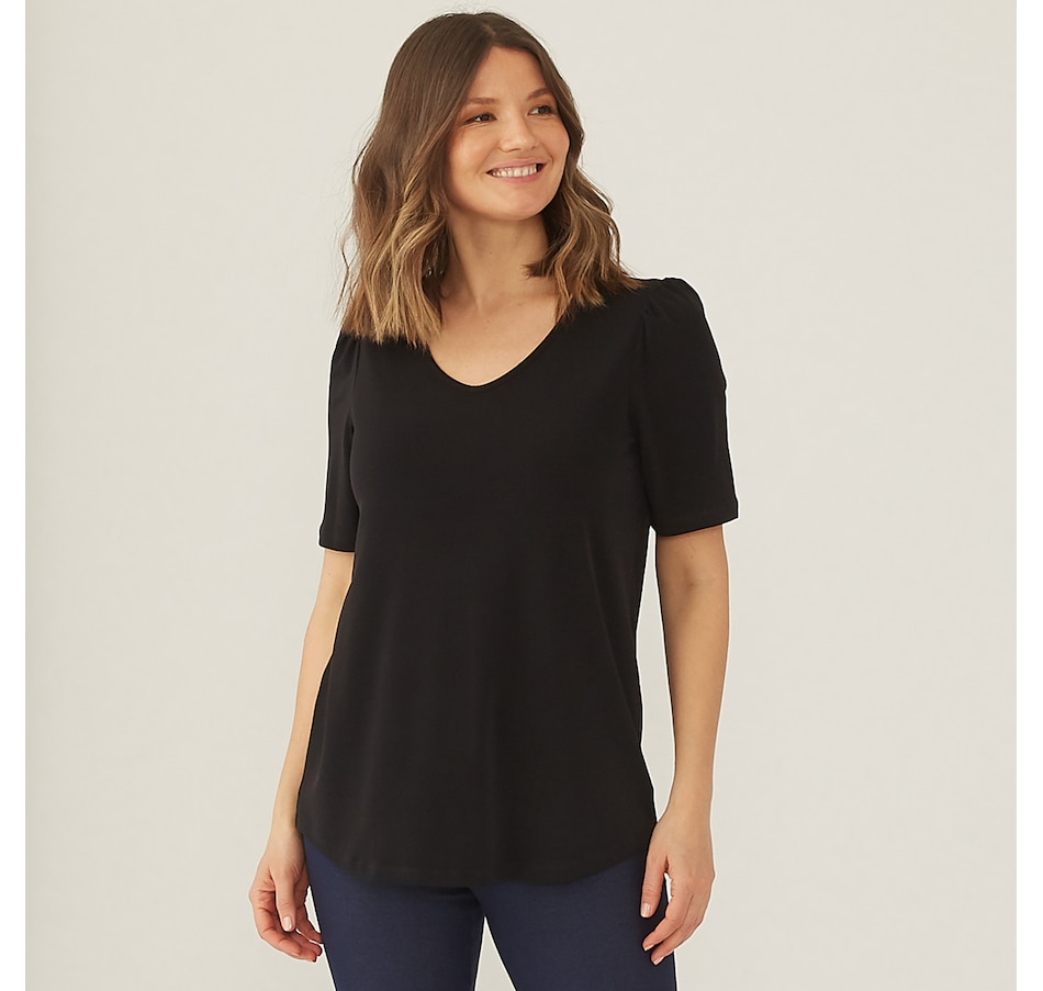 Image 371645_BLK.jpg, Product 371-645 / Price $24.33, Kim & Co. Brazil Knit Sweet V Neckline Top from Kim & Co. on TSC.ca's Fashion department