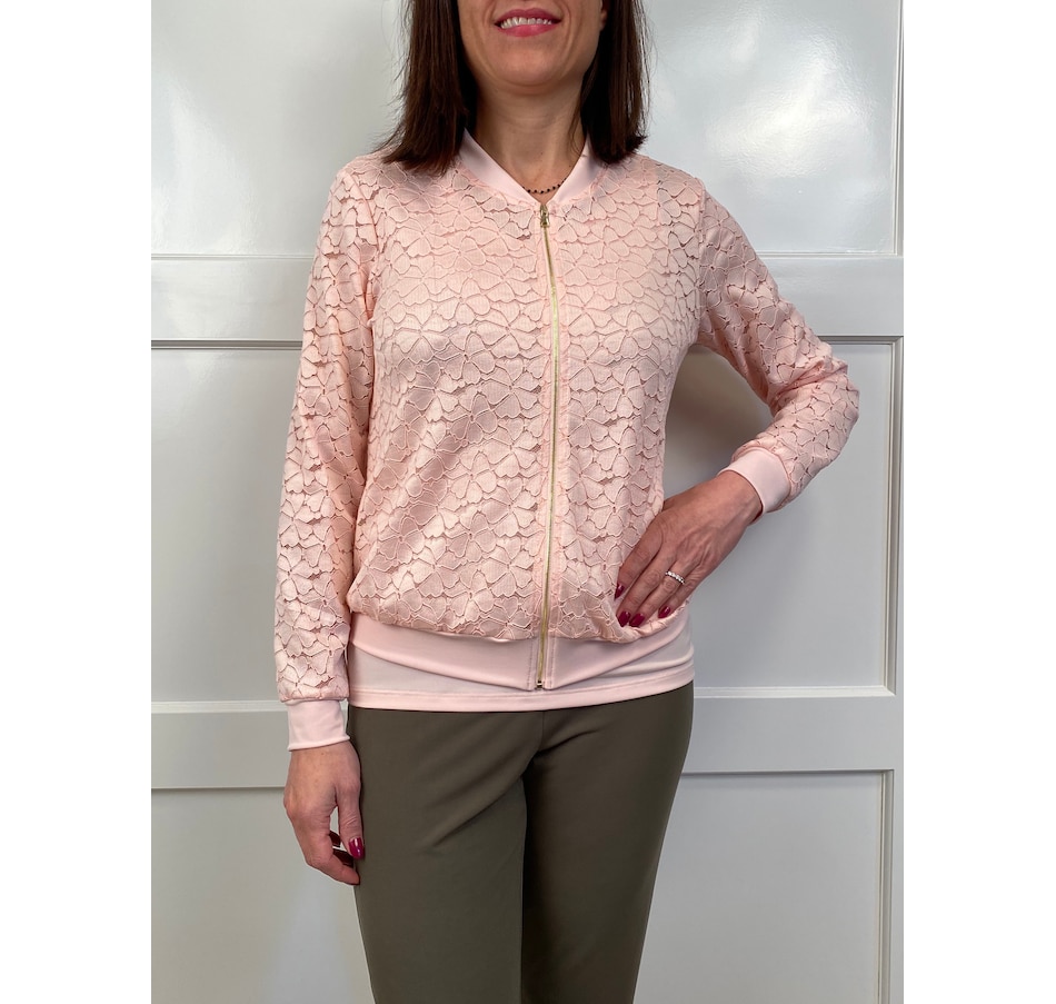 Image 371661_DUSRO.jpg, Product 371-661 / Price $59.88, Kim & Co. Floral Lace Bomber Jacket from Kim & Co. on TSC.ca's Fashion department