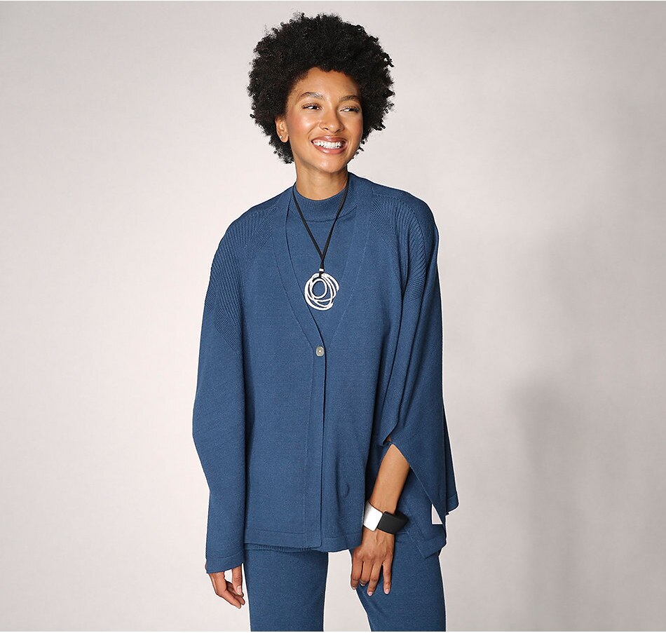 Image 371802_PTL.jpg, Product 371-802 / Price $69.88, MarlaWynne Rib Detail Sweater Knit Cardigan from Wynnelayers on TSC.ca's Clothing & Shoes department