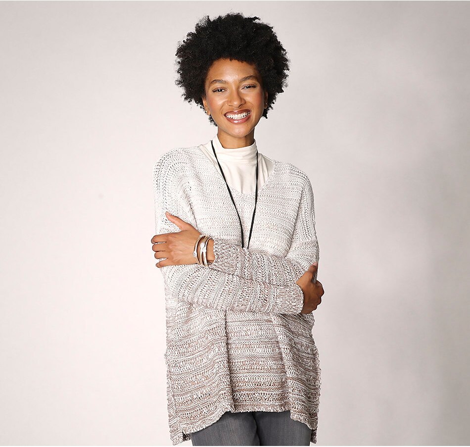 Image 371805_ALTMORE1.jpg, Product 371-805 / Price $38.33, MarlaWynne Ombre Open Stitch Poncho from Wynnelayers on TSC.ca's Fashion department