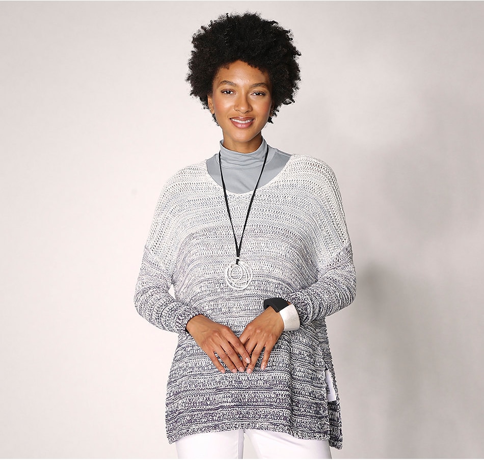 Image 371805_BLU.jpg, Product 371-805 / Price $38.33, MarlaWynne Ombre Open Stitch Poncho from Wynnelayers on TSC.ca's Fashion department