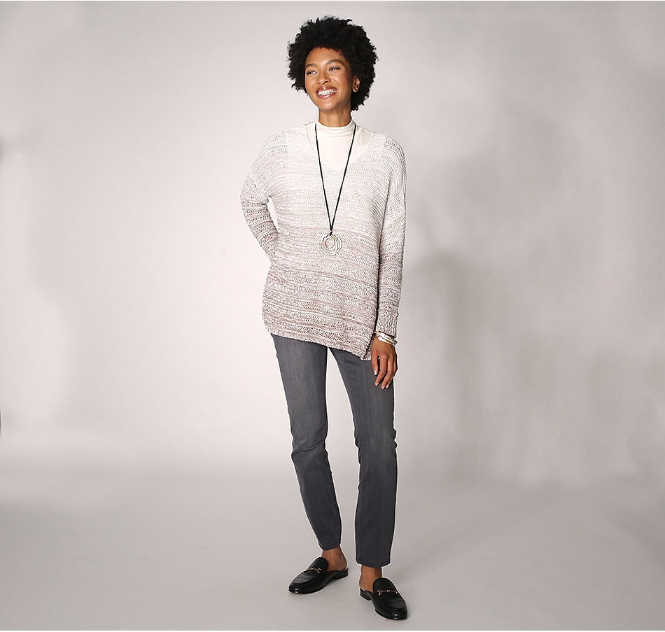 Image 371805_MNK.jpg, Product 371-805 / Price $38.33, MarlaWynne Ombre Open Stitch Poncho from Wynnelayers on TSC.ca's Fashion department