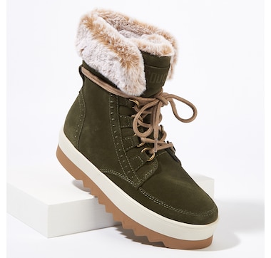 Cougar Vanetta Suede Boot With Faux Fur Trim