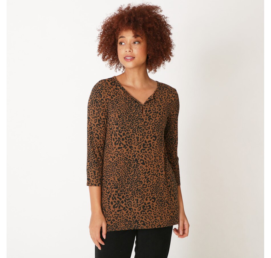 Image 371877_BRNA.jpg, Product 371-877 / Price $14.33, Cuddl Duds Softwear With Stretch Split V-Neck Top from Cuddl Duds on TSC.ca's Fashion department