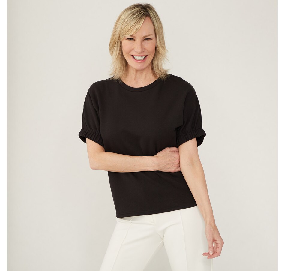 Image 371910_BLK.jpg, Product 371-910 / Price $29.33, Brian Bailey Short Sleeve Top with Elastic Detail Cuff from Brian Bailey on TSC.ca's Fashion department
