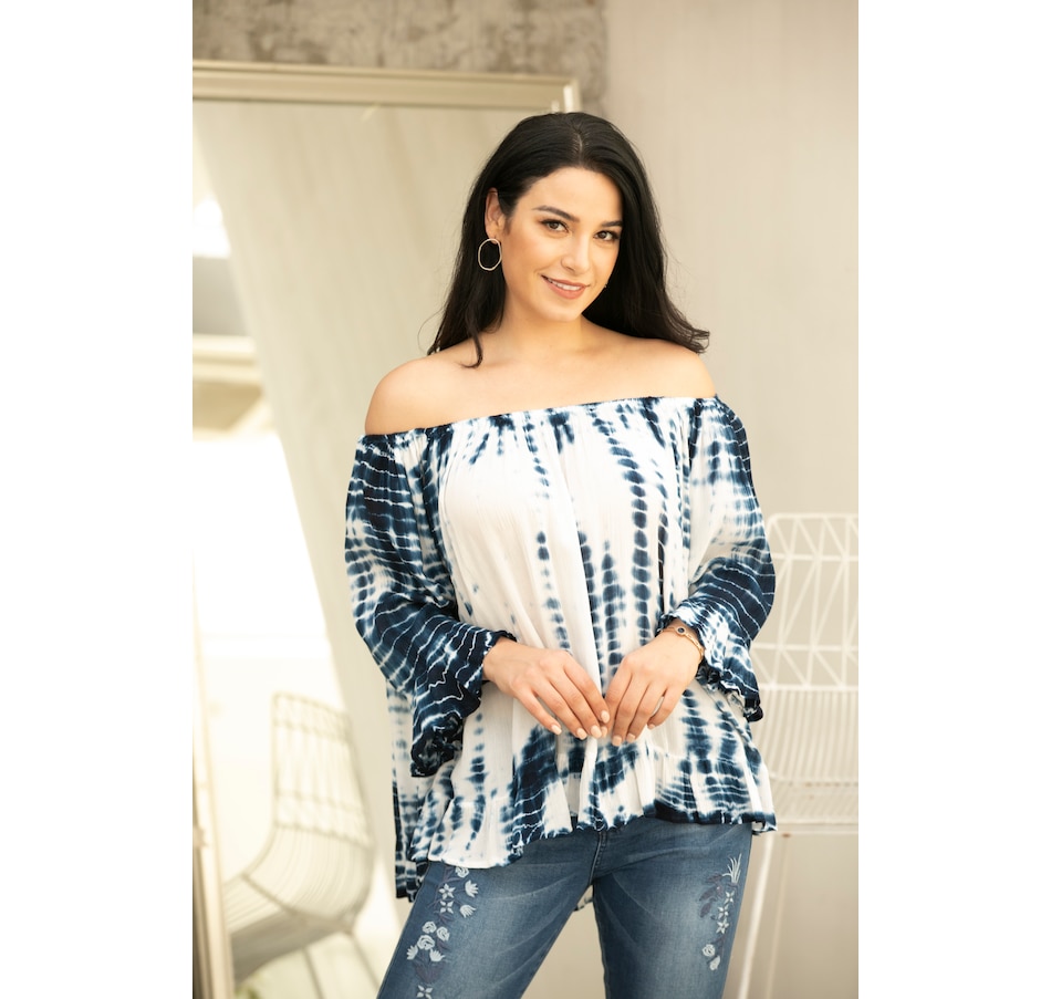 Image 371944_BLU.jpg, Product 371-944 / Price $19.33, Orange Fashion Village Off The Shoulder Ruffle Top from Orange Fashion Village on TSC.ca's Fashion department