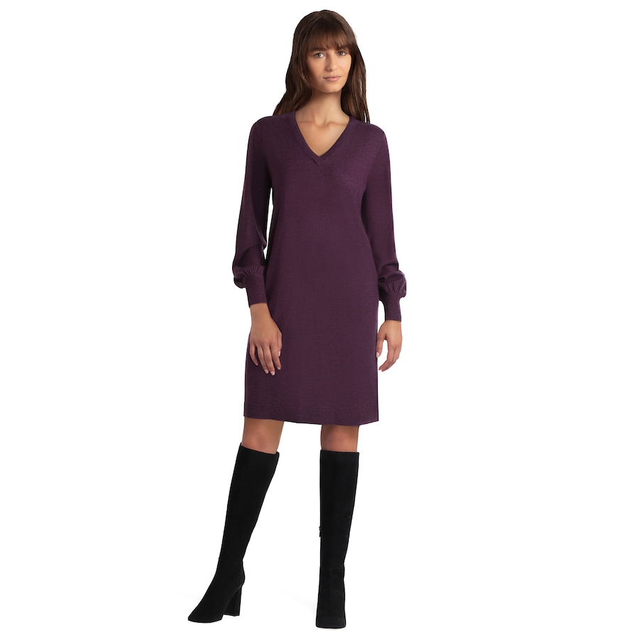 Image 371991_HBERY.jpg, Product 371-991 / Price $24.33, Isaac Mizrahi New York Luxe Knit V-Neck Sweater Dress from Isaac Mizrahi New York on TSC.ca's Fashion department
