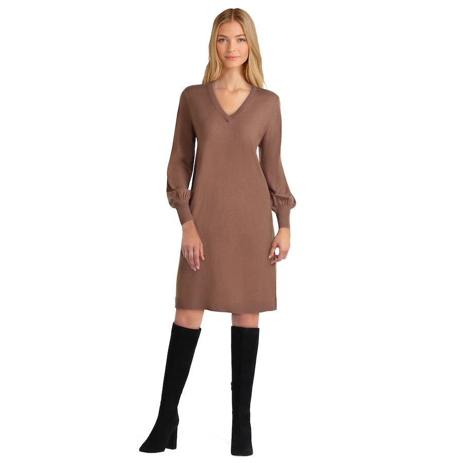 Image 371991_HTTN.jpg, Product 371-991 / Price $24.33, Isaac Mizrahi New York Luxe Knit V-Neck Sweater Dress from Isaac Mizrahi New York on TSC.ca's Fashion department