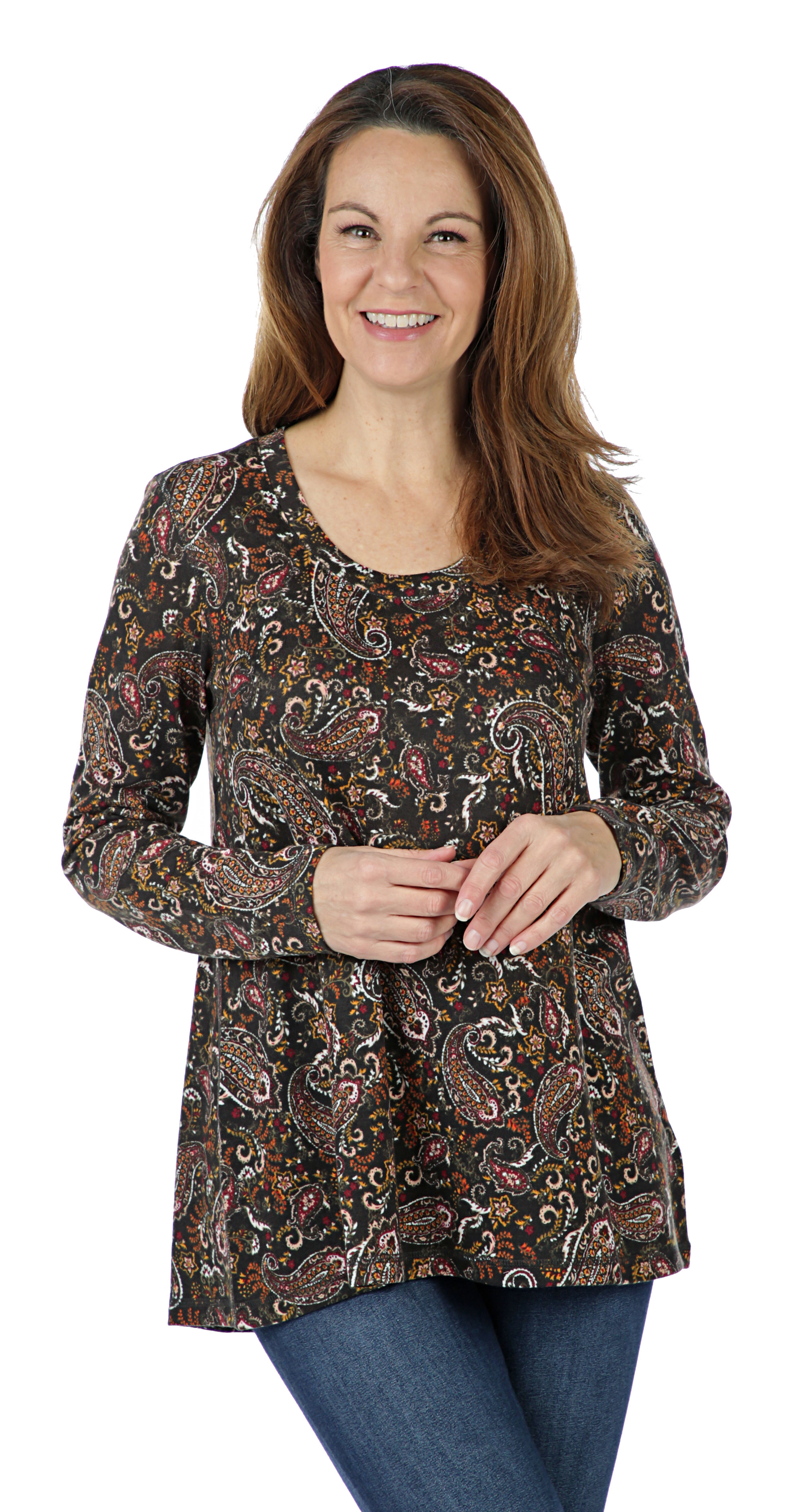 Joan Rivers Classics Collection Paisley Print Knit Top with Long ...