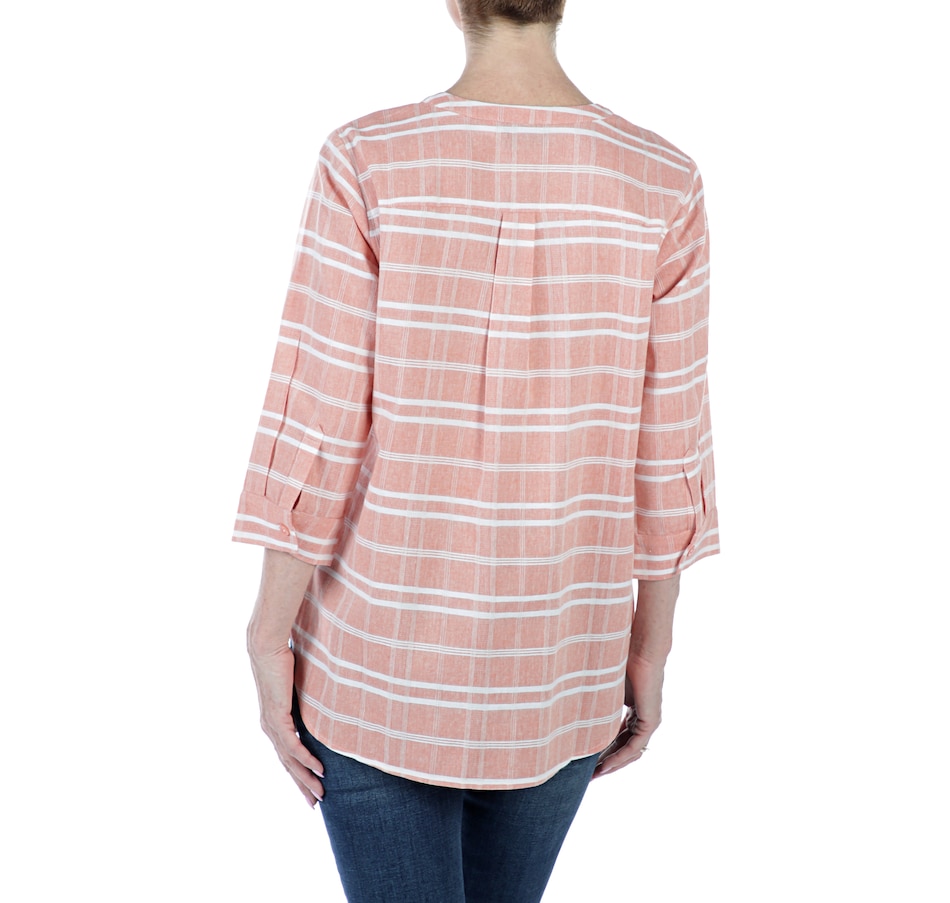 Image 402171_ALTMORE2.jpg, Product 402-171 / Price $29.33, Joan Rivers Classics Collection Windowpane Plaid Tunic with 3/4 Sleeves from Joan Rivers on TSC.ca's Fashion department