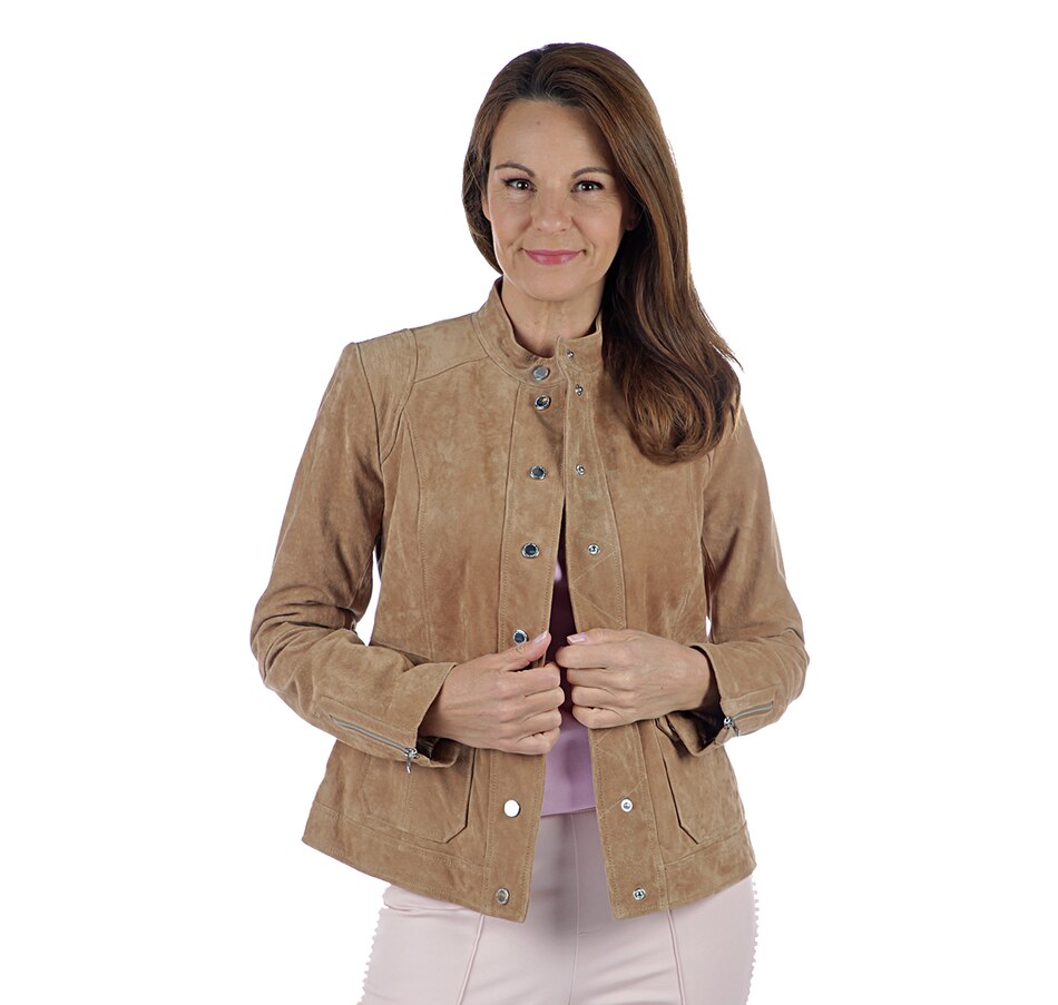Image 402421_FAW.jpg , Product 402-421 / Price $99.33 , Isaac Mizrahi Live! Suede Utility Jacket from Isaac Mizrahi Fashion on TSC.ca's Fashion department