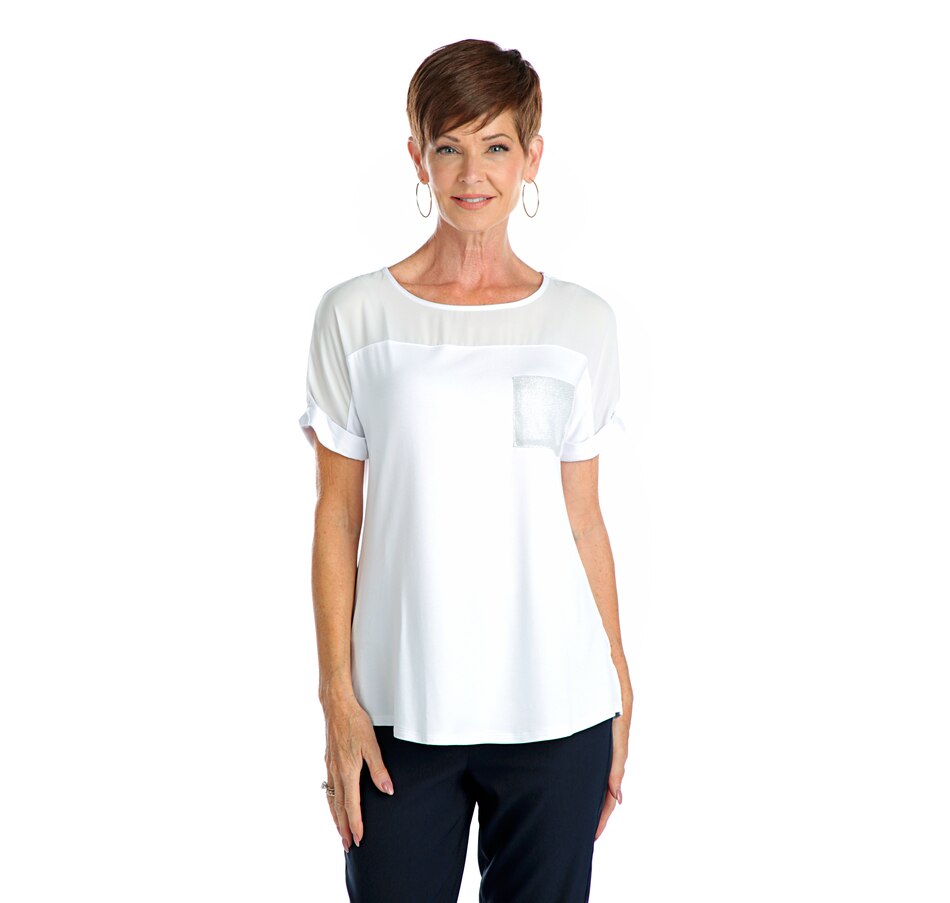 tsc.ca - Mr. Max Knit Top with Twinkle Mesh Trim Detail