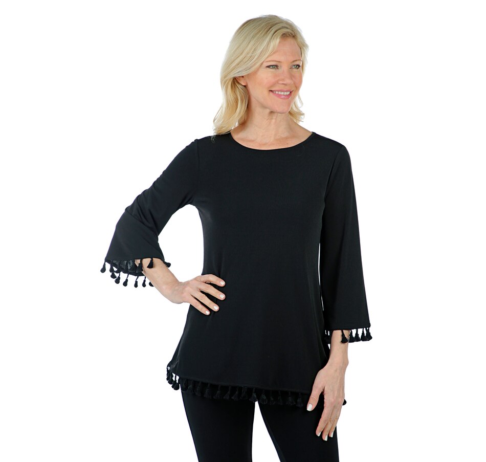 Image 404306_BLK.jpg , Product 404-306 / Price $29.33 , Nina Leonard Tunic with Tassels from Nina Leonard on TSC.ca's Fashion department