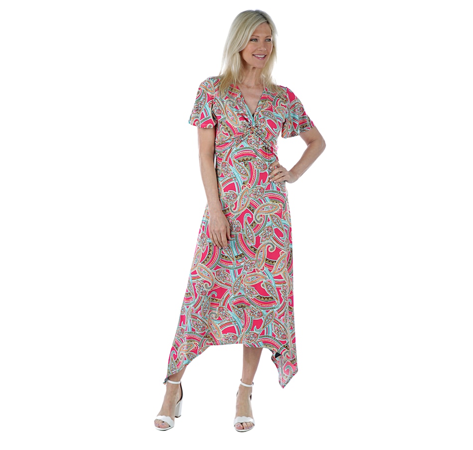 Image 405628_FUCPY.jpg , Product 405-628 / Price $39.33 , Artizan by Robin Barre Twist Front Maxi with Ruffle Sleeve from ARTIZAN by Robin Barré Fashion on TSC.ca's Fashion department