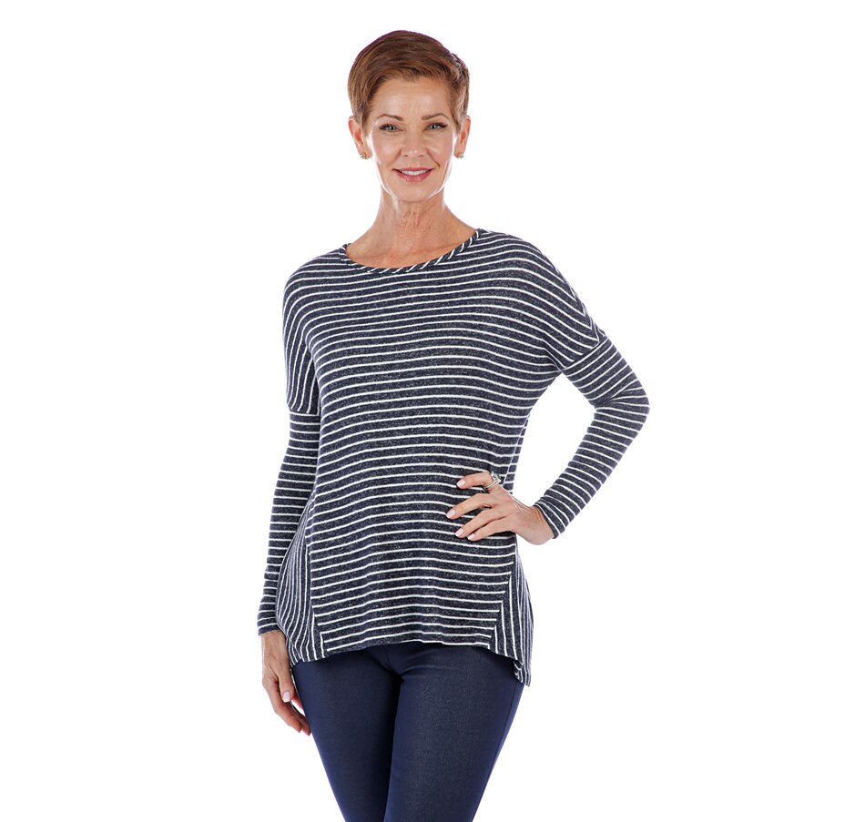 tsc.ca - Kim & Co. Stripe Luxe Sweater Knit Curved Hem Tunic