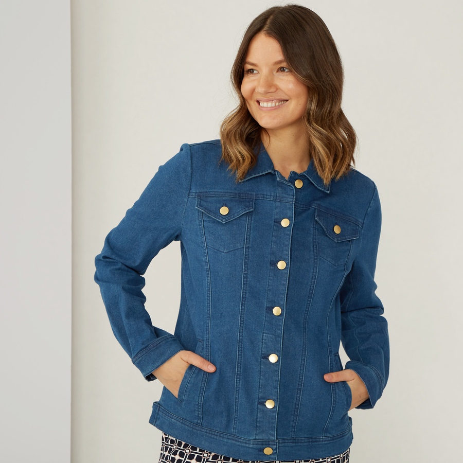 Image 406225_LTW.jpg, Product 406-225 / Price $44.33, Nina Leonard Stretch Denim Jacket from Nina Leonard on TSC.ca's Fashion department
