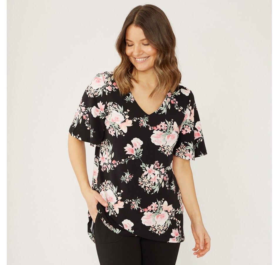 tsc.ca - Nina Leonard High Low Tunic with Flutter Sleeve