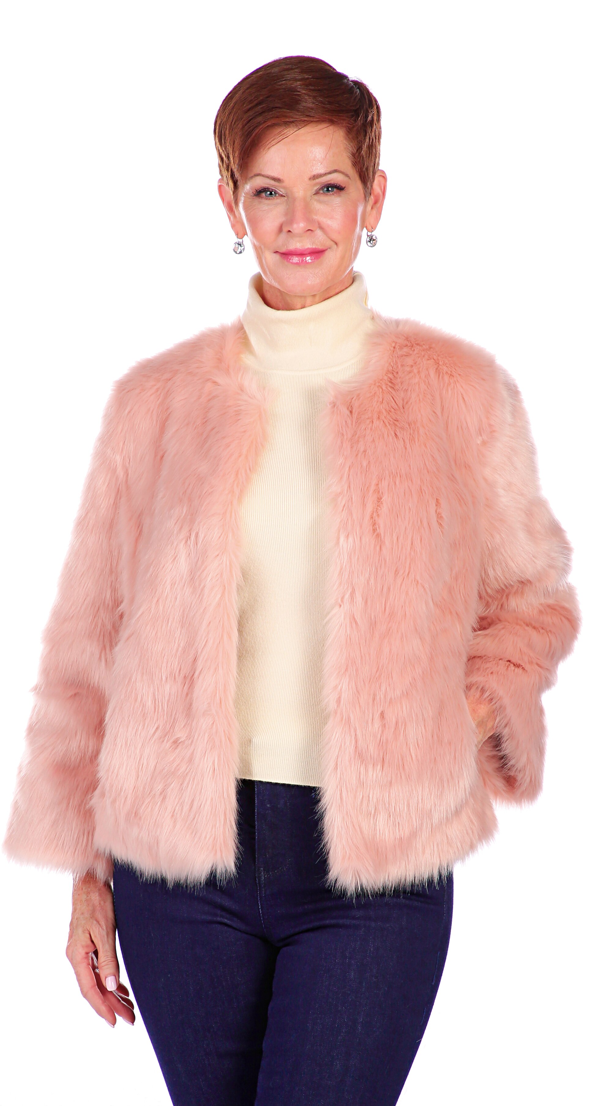 【THINK FUR】Popcorn Fur Raglan Jacket Regal Faux Fur Fran Kiss Front Long Hair Faux Fur Jacket