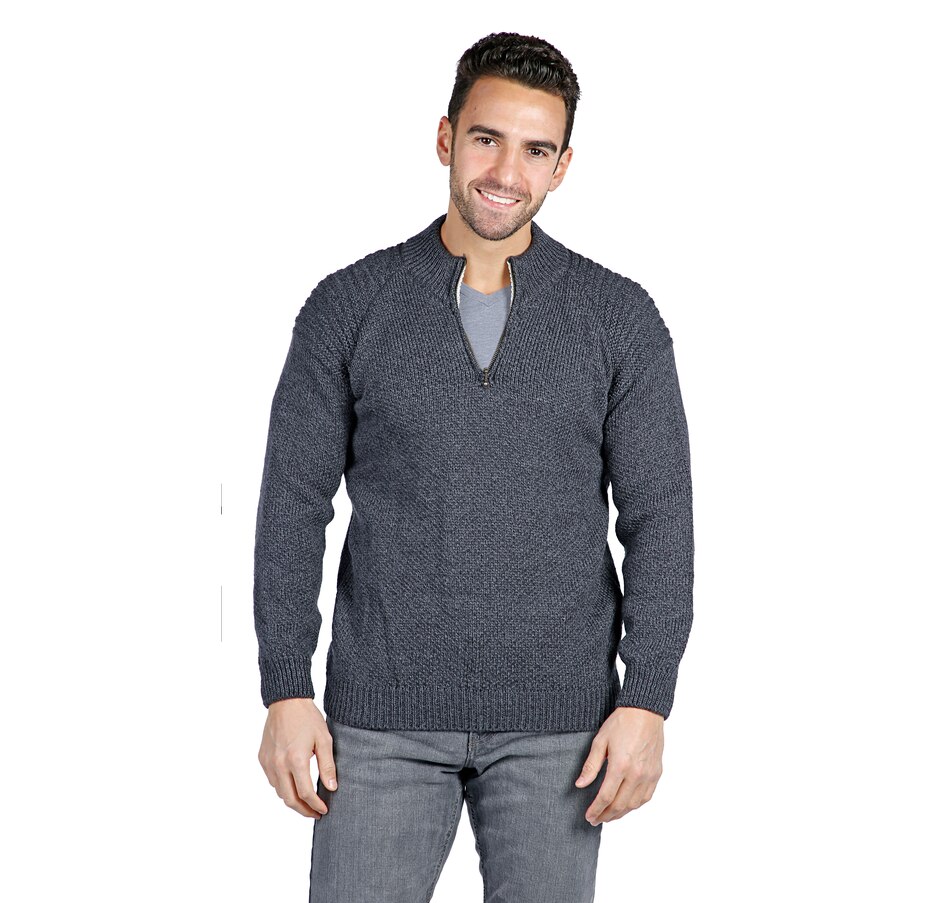 tsc.ca - Aran Woollen Mills Men's Merino Zip Neck Sweater