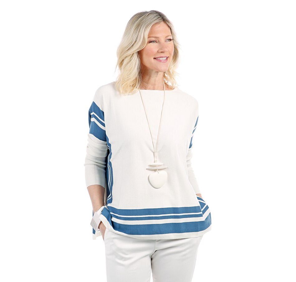 Image 407112_CVDPJ.jpg , Product 407-112 / Price $35.33 , MarlaWynne Border Print Poncho Sweater from MarlaWynne on TSC.ca's Fashion department