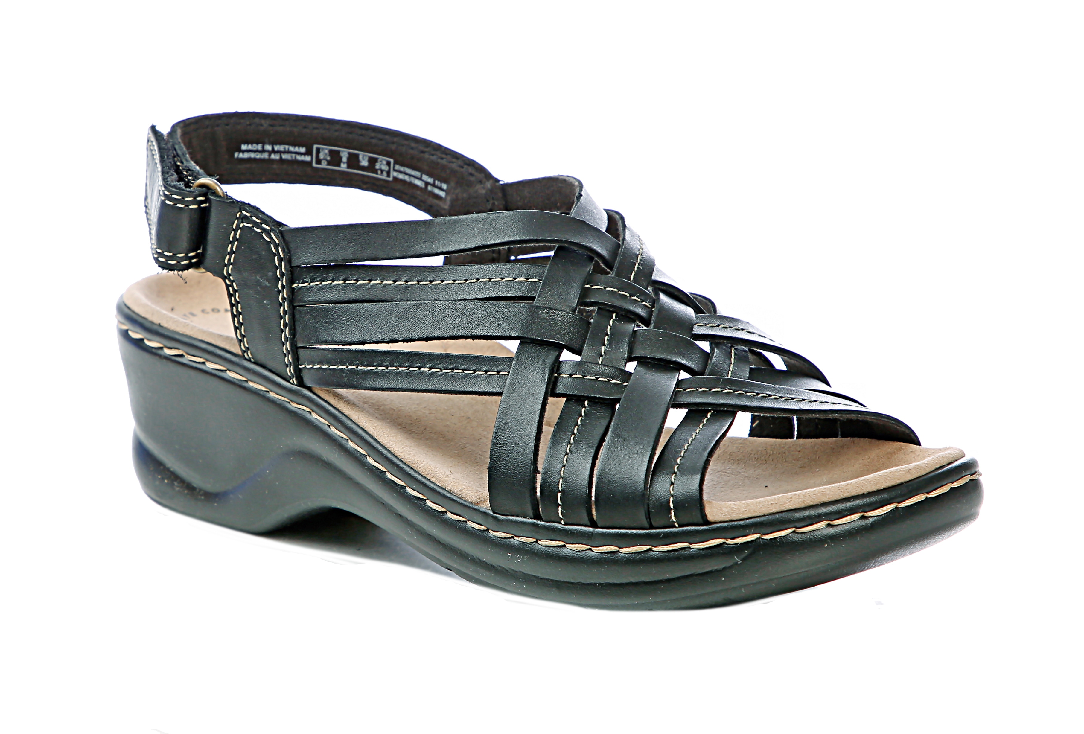 clarks velcro wedge sandals